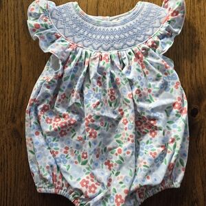 NWT The Bella Bean Floral Baby Romper with Ruffle Sleeves
